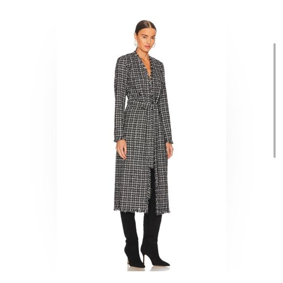 L'Agence Oakley Black and Ivory Metallic Houndstooth Jacket Coat 8 - Picture 2 of 13